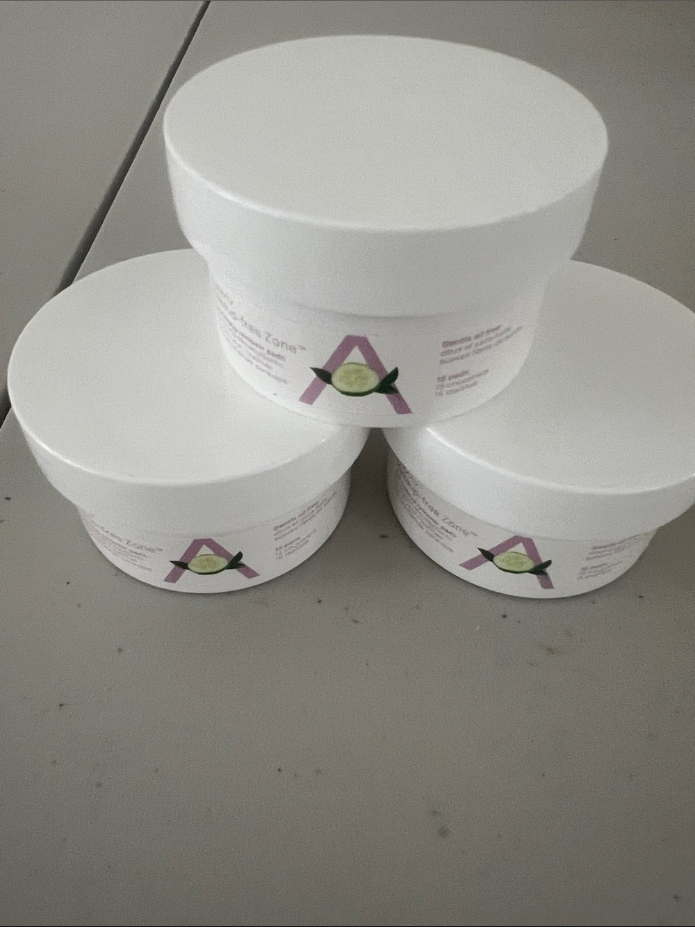 Skincare Cream Jar Trio - White with Purple & Green Logo